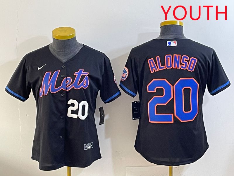Youth 2025 New York Mets #20 Alonso Black Game Nike MLB Jersey style 2->youth mlb jersey->Youth Jersey